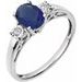 14K White Lab-Grown Blue Sapphire & .04 CTW Natural Diamond Ring