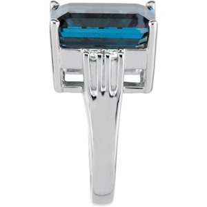 Natural London Blue Topaz & 1/6 CTW Natural Diamond Ring view 3