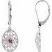Sterling Silver Natural Ruby Lever Back Earrings