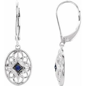 Sterling Silver Natural Blue Sapphire Lever Back Earrings