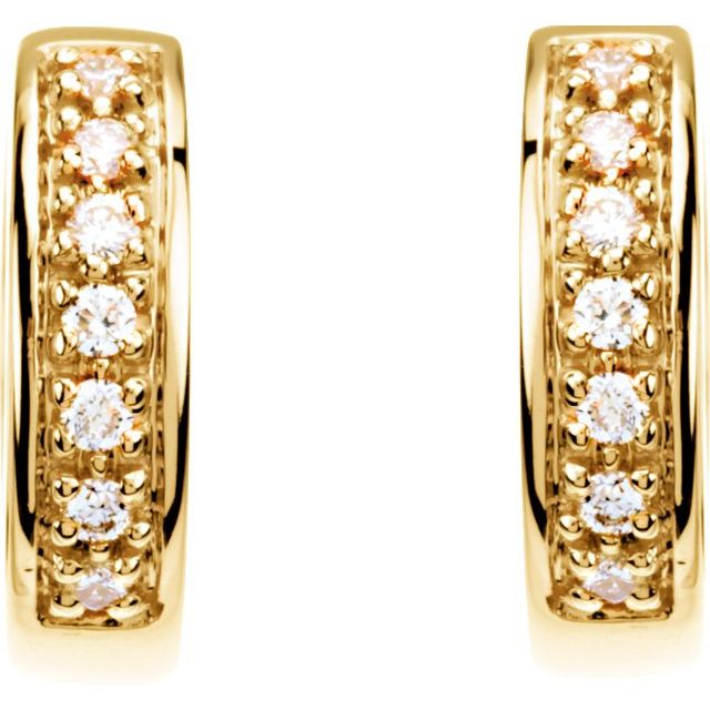 14K Yellow 1/6 CTW Diamond Huggie Earrings