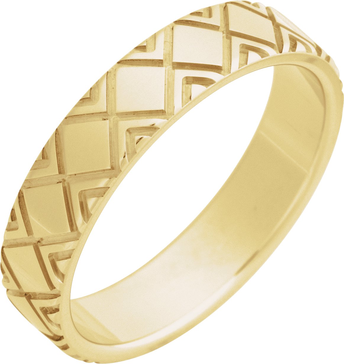 Faceted Pattern Band – 10K Yellow Gold