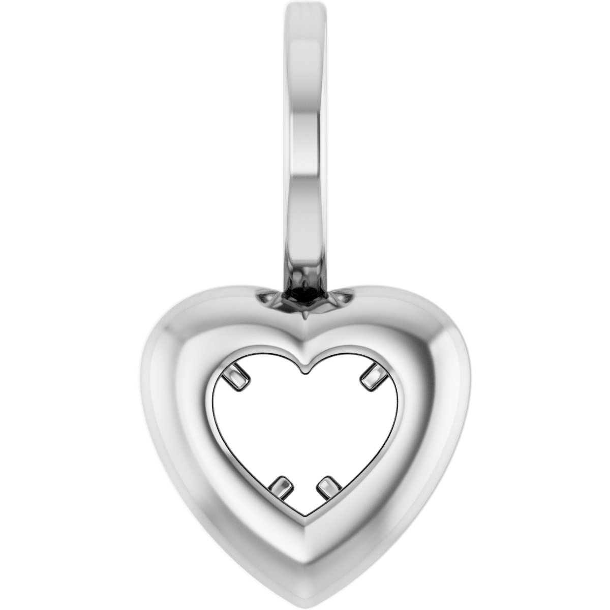Back-Set Puffed Heart Solitaire Pendant