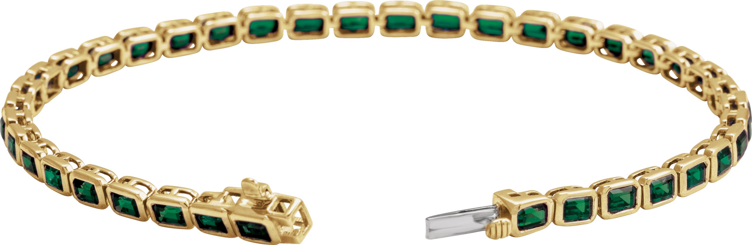 14K Yellow Gold Natural Tsavorite Garnet Line 7 Bracelet 