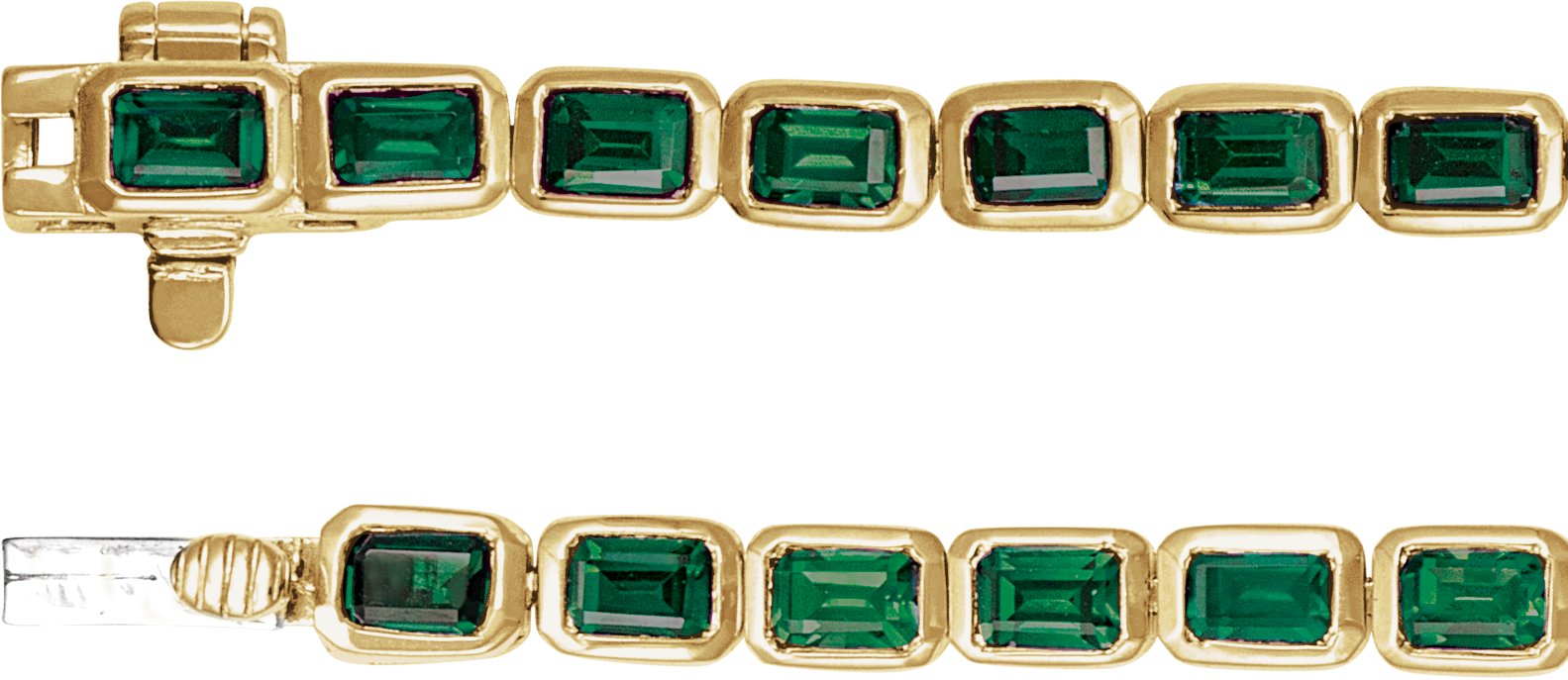 14K Yellow Gold Natural Tsavorite Garnet Line 7 Bracelet 