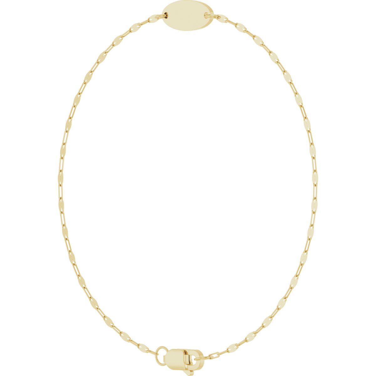 14K Yellow Gold Engravable Keyhole Link 7 Bracelet