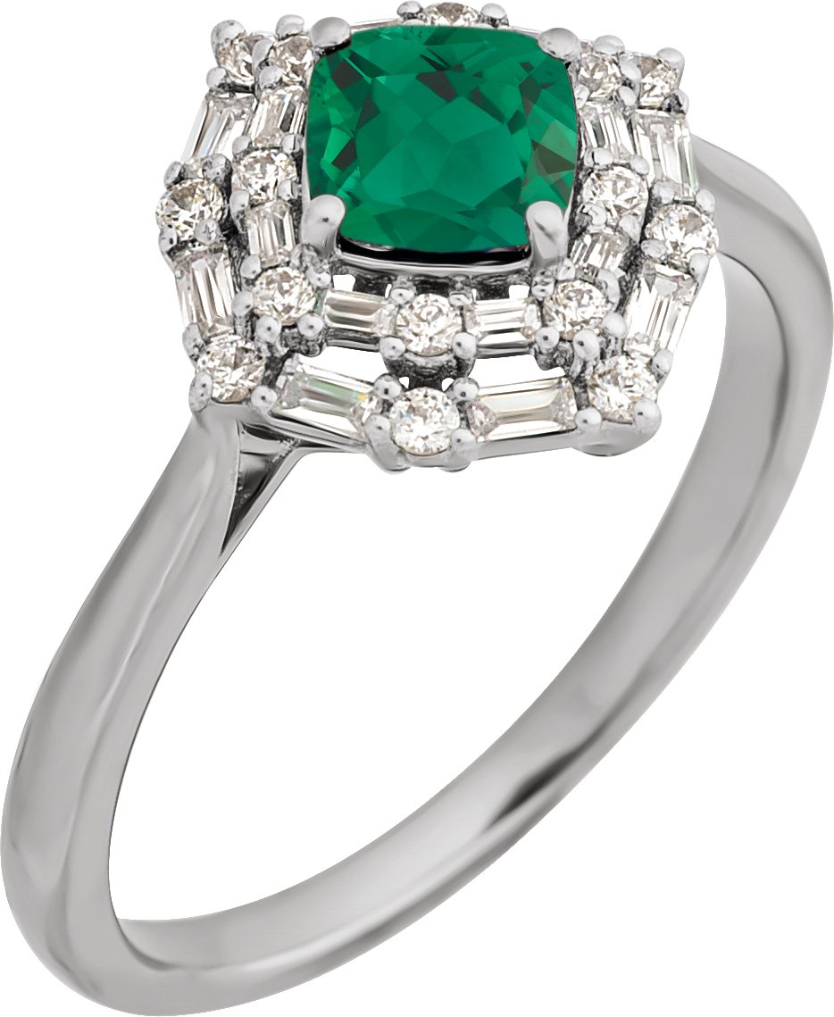 Natural Emerald & 1/3 CTW Natural Diamond Ring