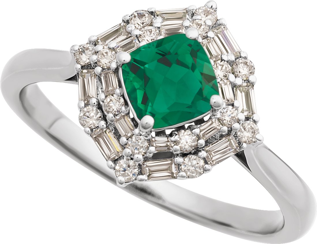 Natural Emerald & 1/3 CTW Natural Diamond Ring view 4