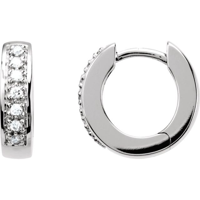 14K White 1/6 CTW Diamond Huggie Earrings