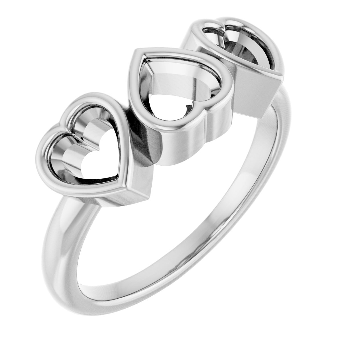 Three-Stone Heart Ring