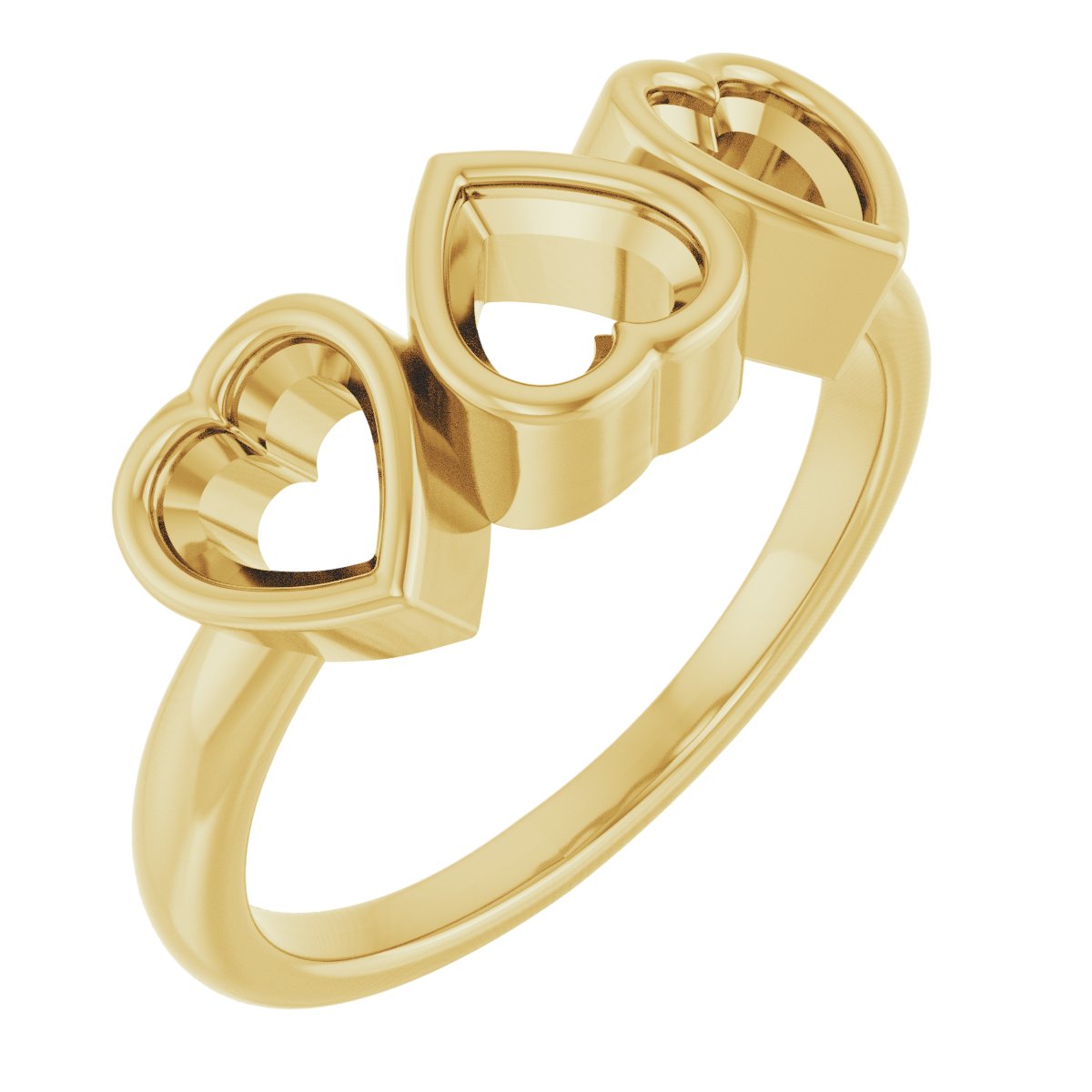 Three-Stone Heart Ring