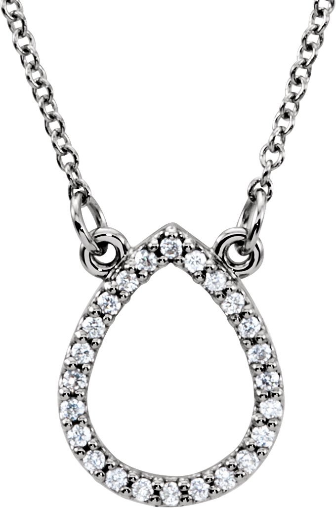 14K White 1/10 CTW Natural Diamond Teardrop 16 Necklace