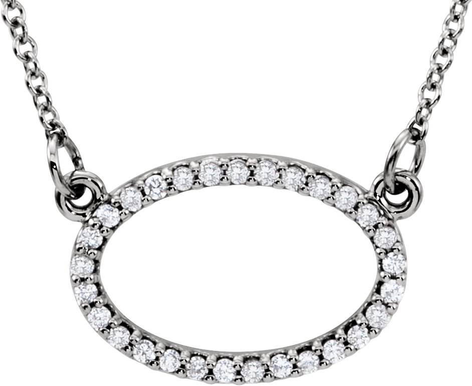 14K White 1/8 CTW Natural Diamond 16 Necklace