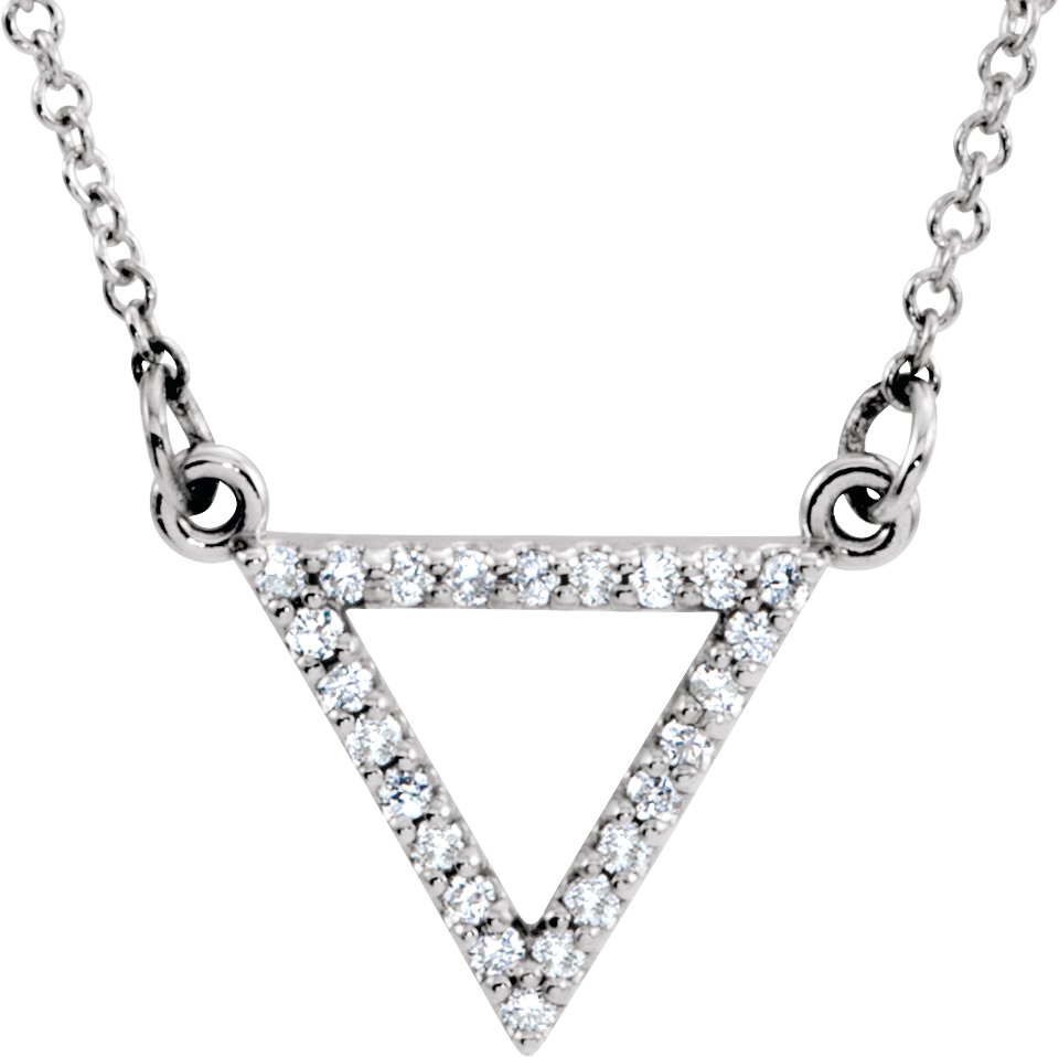14K White 1/10 CTW Natural Diamond Triangle 16 Necklace