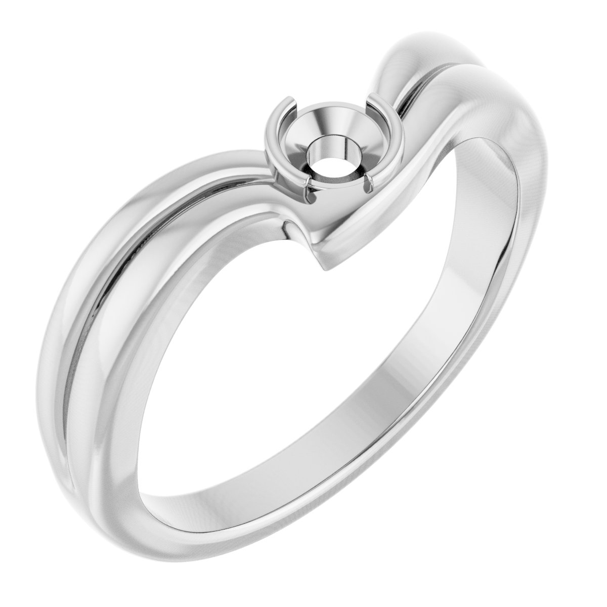 14K White 3.5 mm Round Freeform Ring Mounting