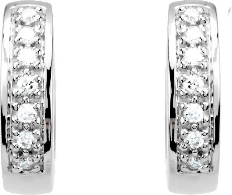 14K White 1/6 CTW Diamond Huggie Earrings