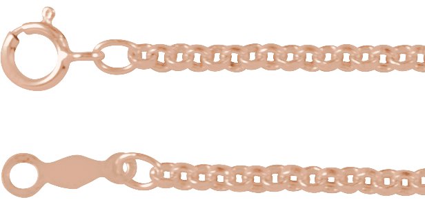 14K Rose 2 mm Rolo 16" Chain