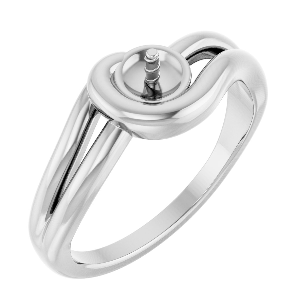 14K White Freeform Ring Mounting for 6 mm Pearl