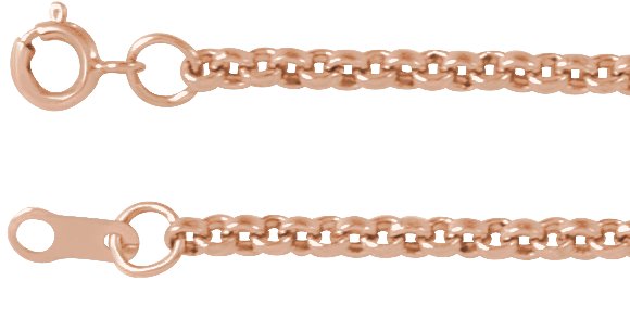 14K Rose 2 mm Rolo 18" Chain