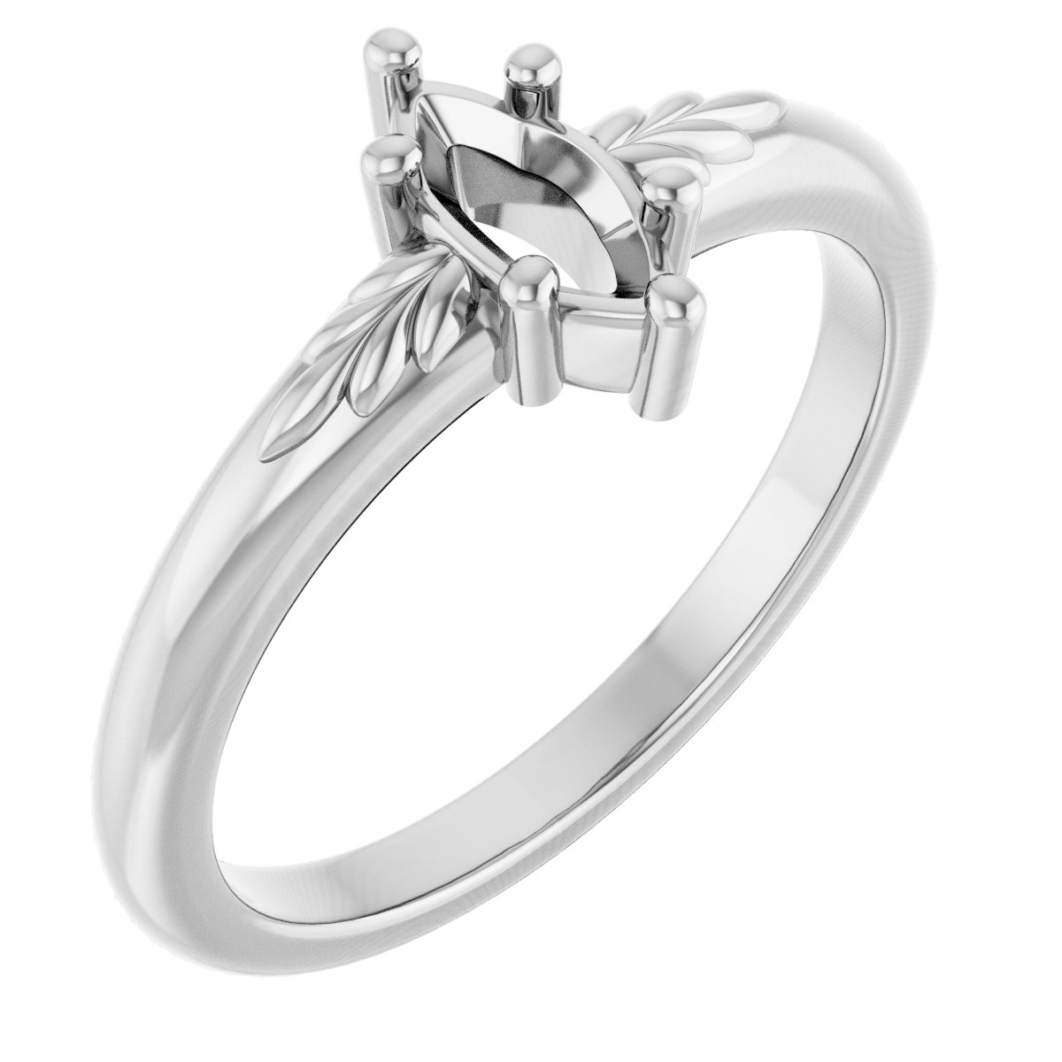 14K White 7x3.5 mm Marquise Ring Mounting