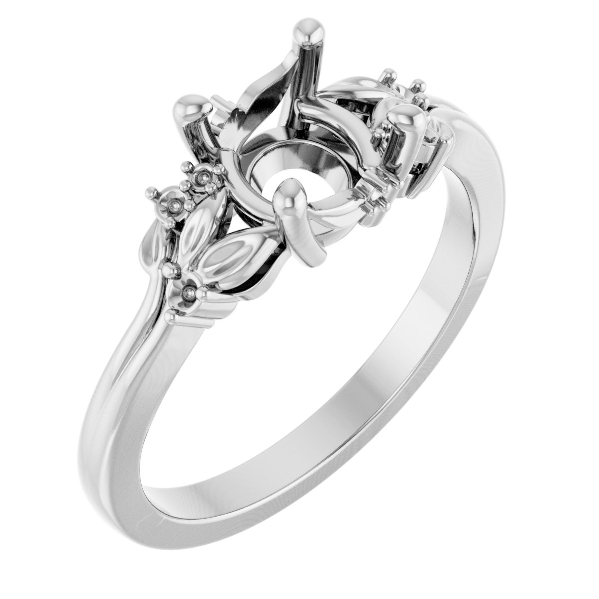 Accented Floral Engagement Ring or Band
