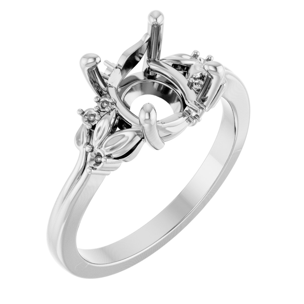Accented Floral Engagement Ring or Band