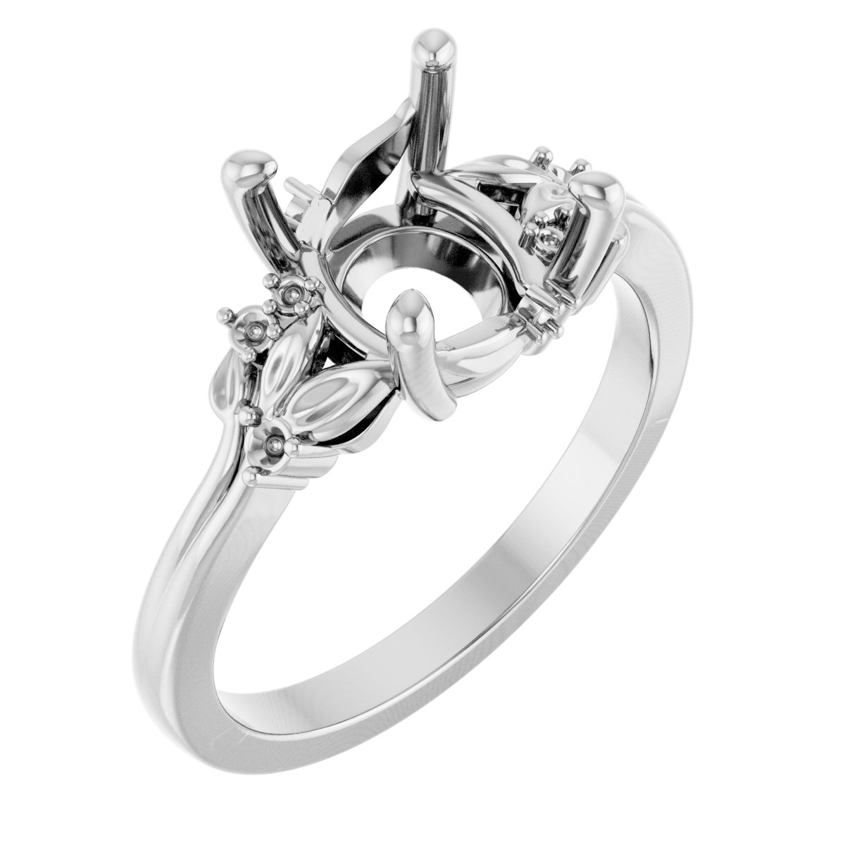 Accented Floral Engagement Ring or Band