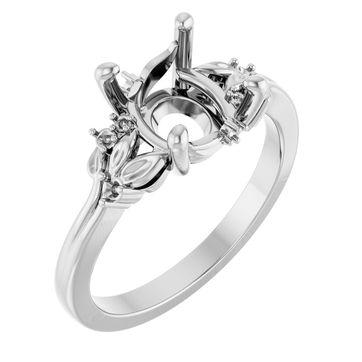 Accented Floral Engagement Ring or Band