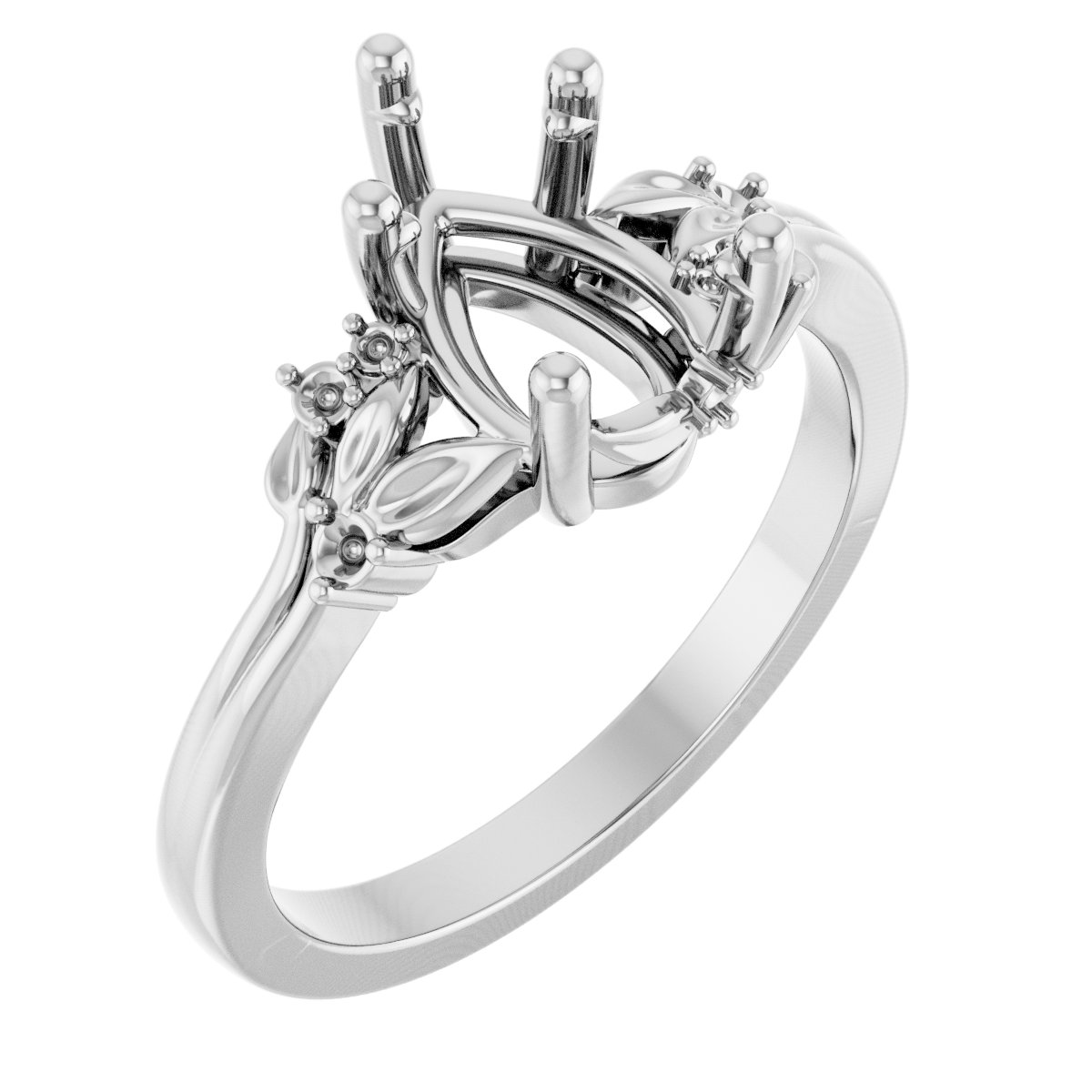 Accented Floral Engagement Ring or Band