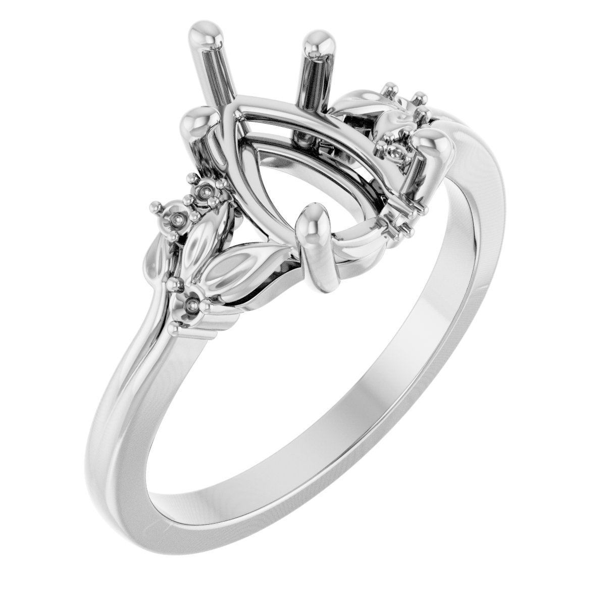 Accented Floral Engagement Ring or Band