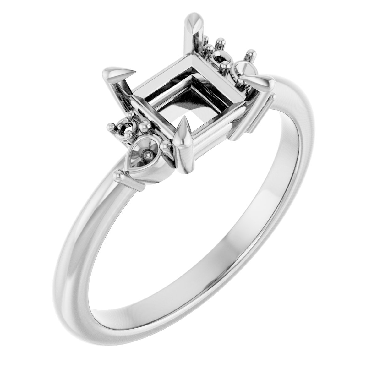 Claw-Prong Accented Engagement Ring