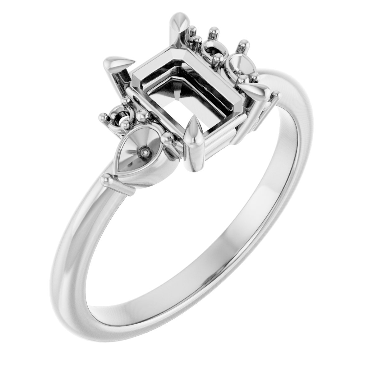 Claw-Prong Accented Engagement Ring