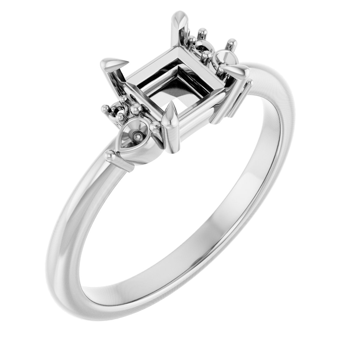 Claw-Prong Accented Engagement Ring