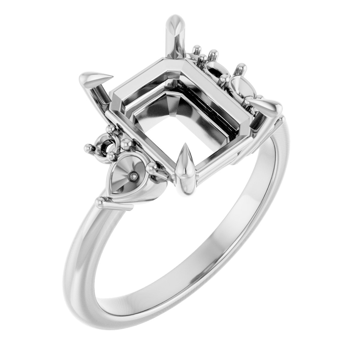 Claw-Prong Accented Engagement Ring
