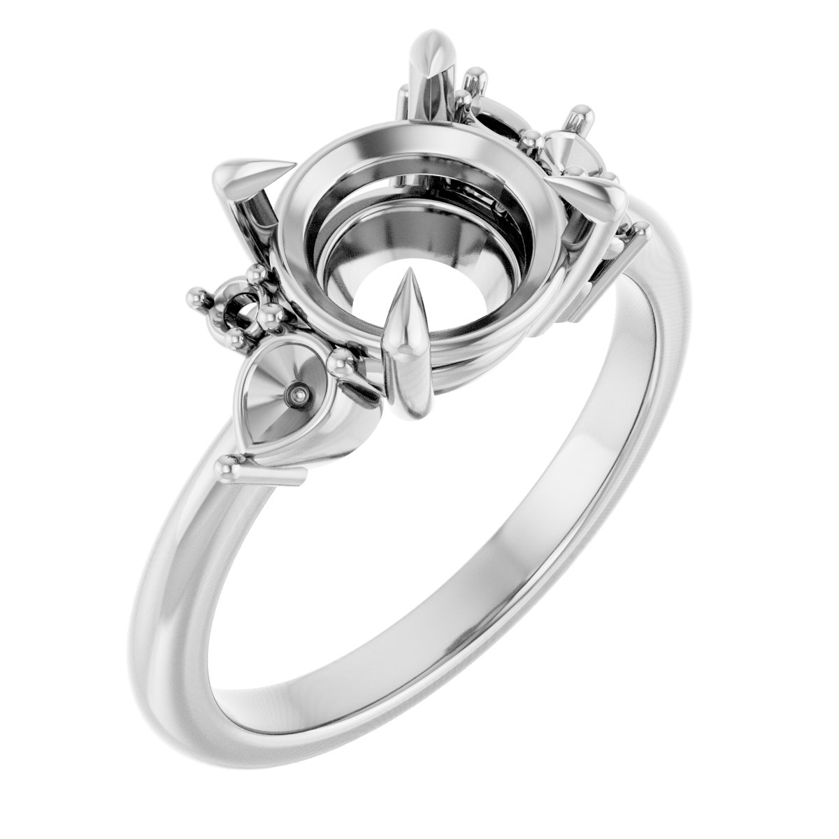 Claw-Prong Accented Engagement Ring