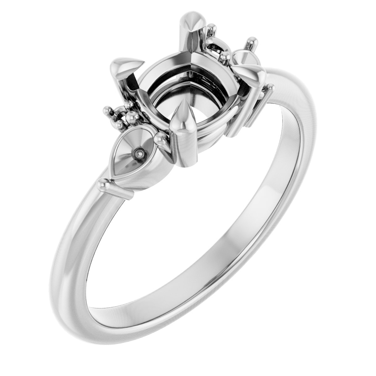 Claw-Prong Accented Engagement Ring
