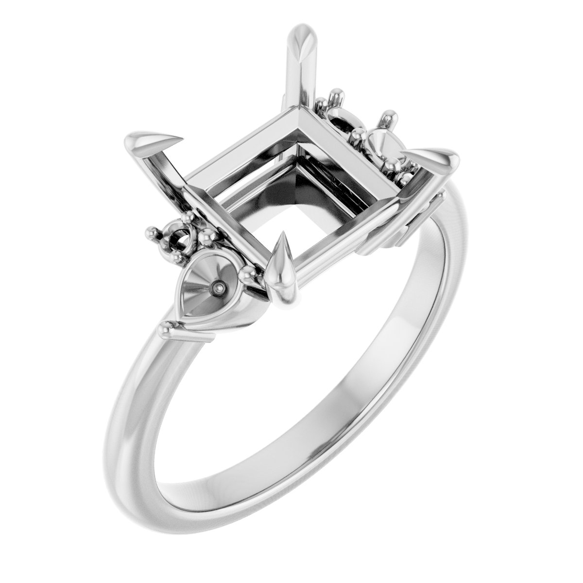 Claw-Prong Accented Engagement Ring