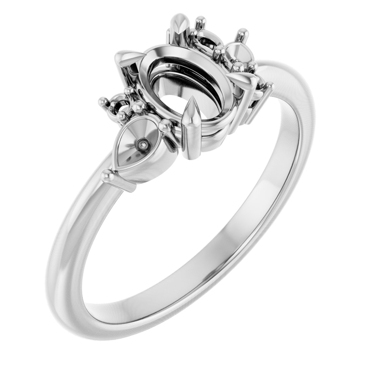 Claw-Prong Accented Engagement Ring