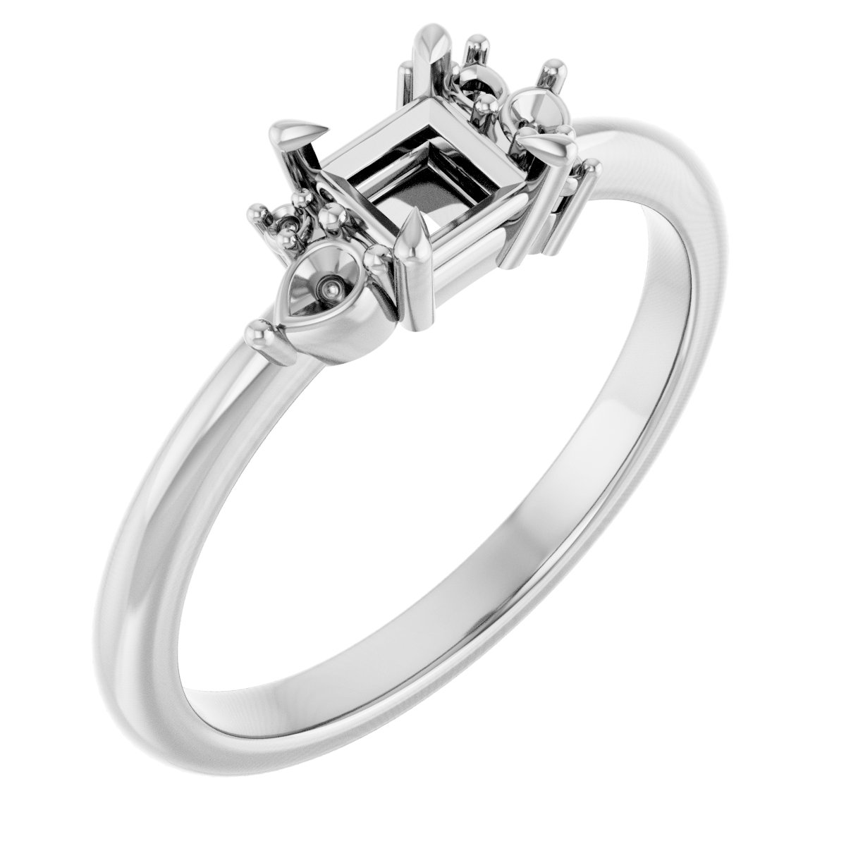 Claw-Prong Accented Engagement Ring
