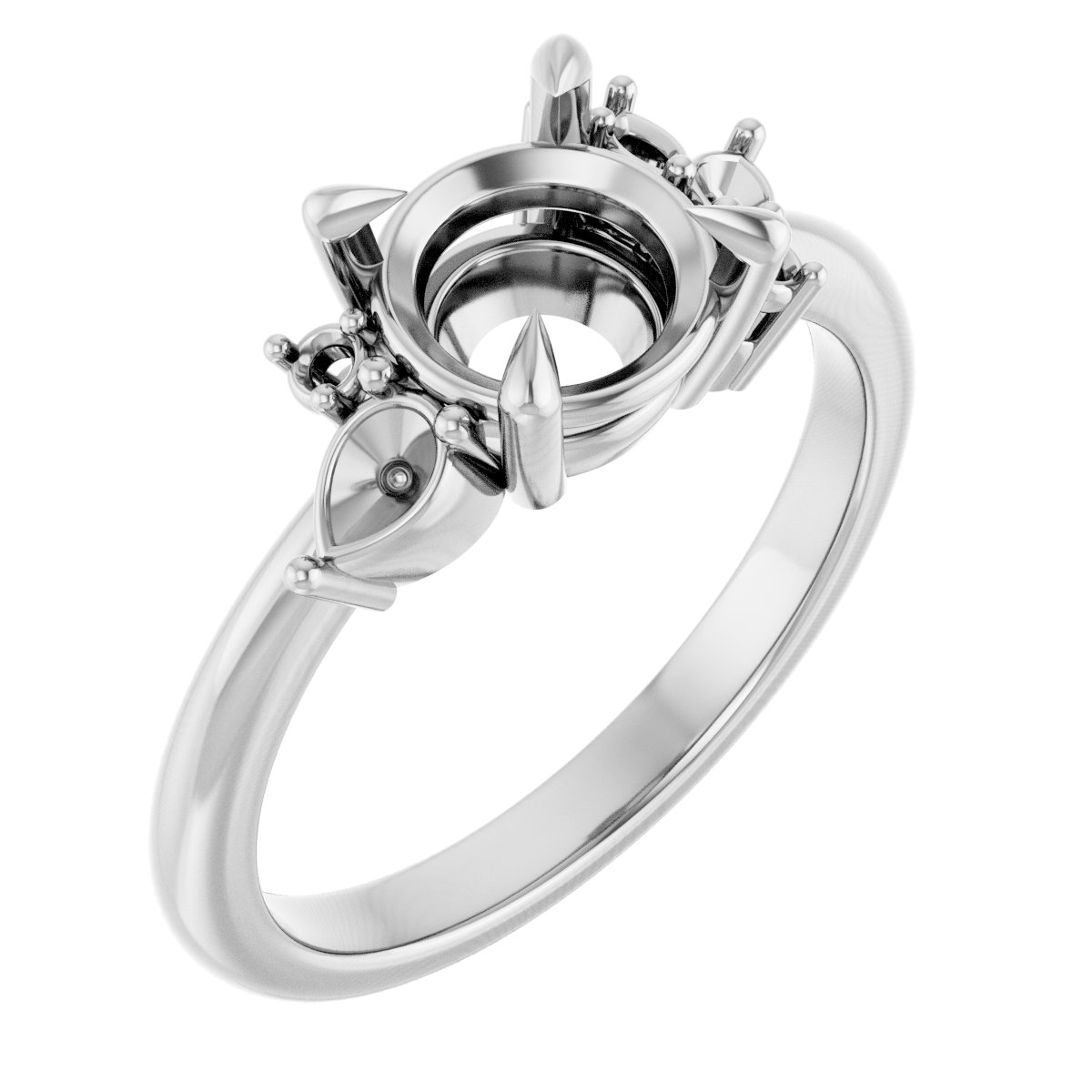 Claw-Prong Accented Engagement Ring