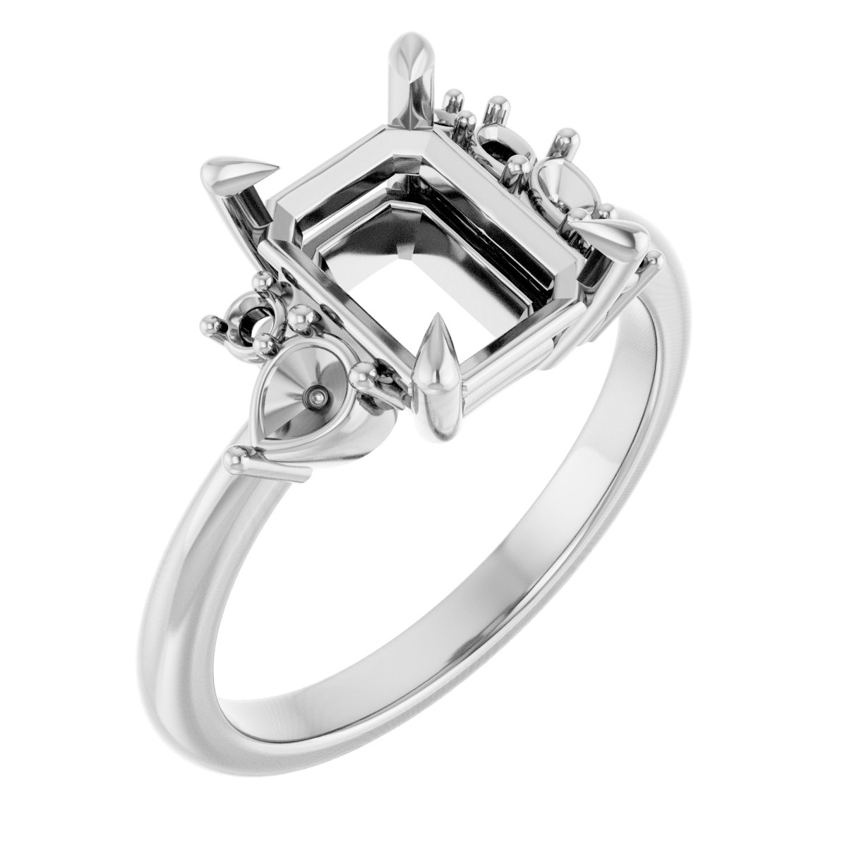 Claw-Prong Accented Engagement Ring