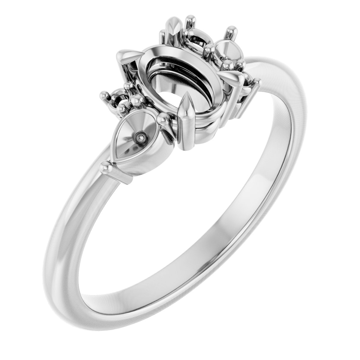 Claw-Prong Accented Engagement Ring