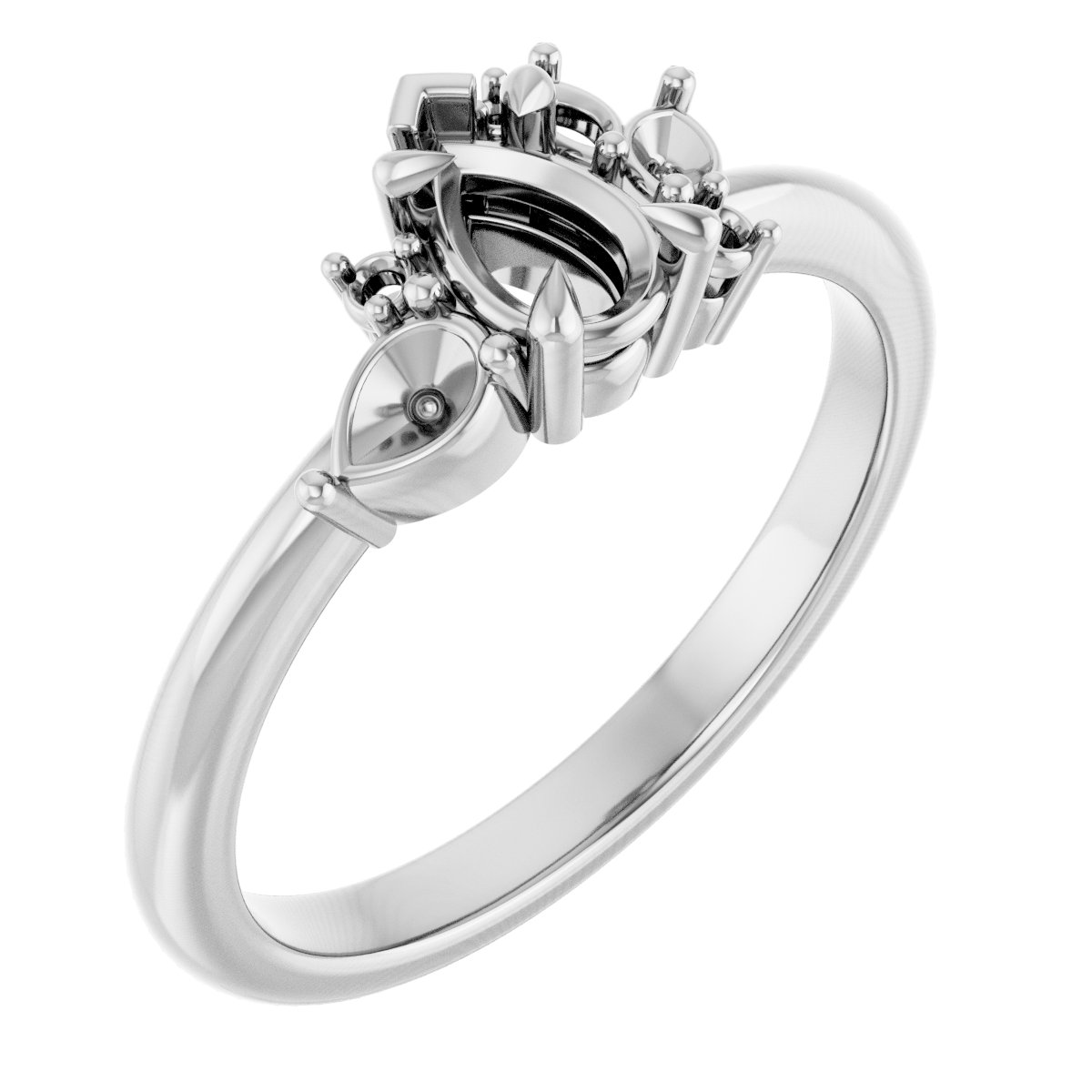 Claw-Prong Accented Engagement Ring