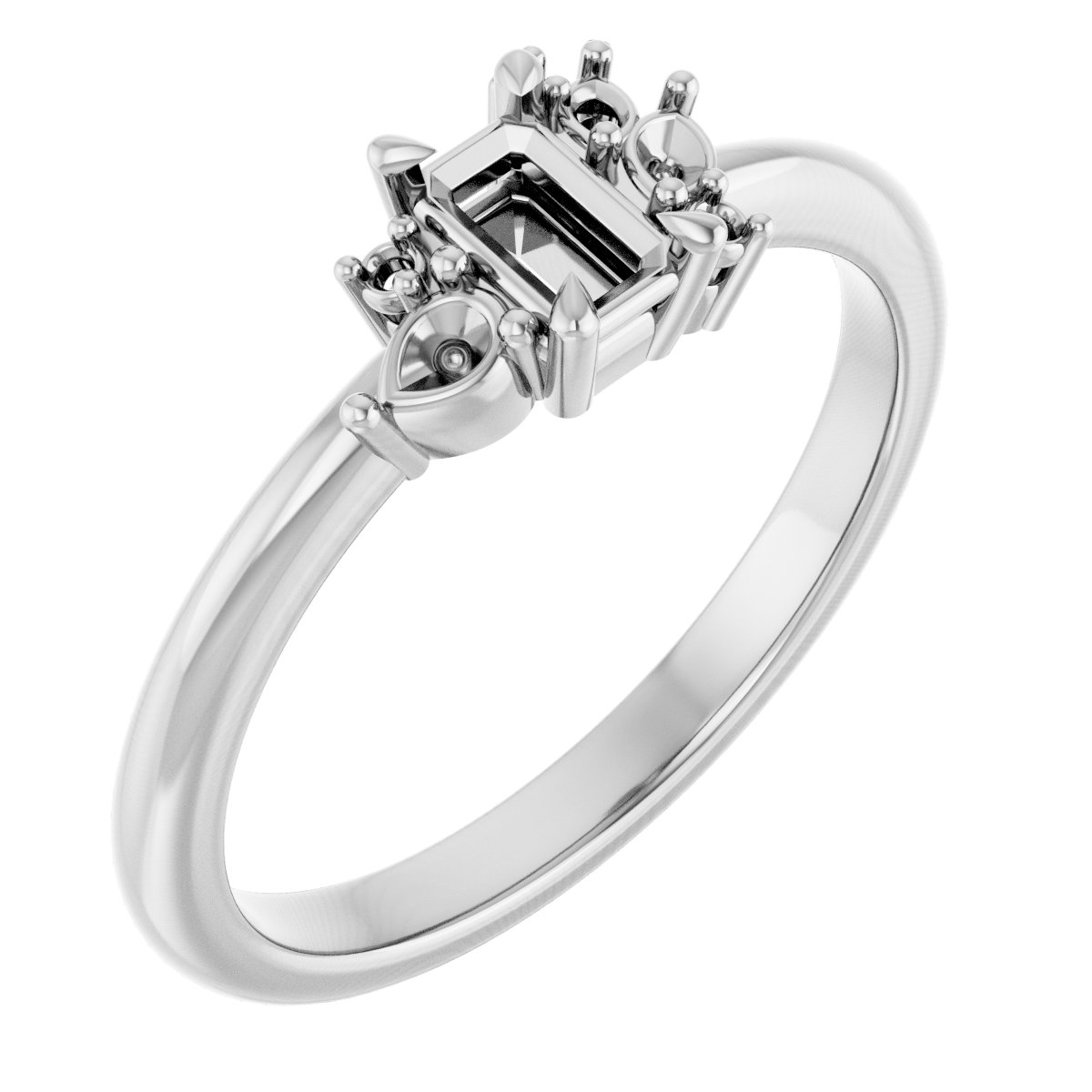 Claw-Prong Accented Engagement Ring