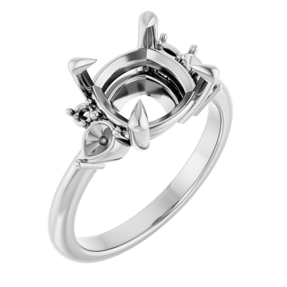 Claw-Prong Accented Engagement Ring