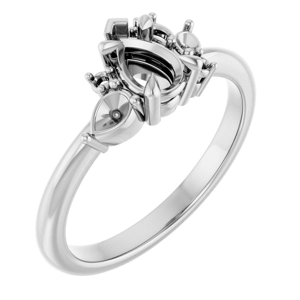 Claw-Prong Accented Engagement Ring