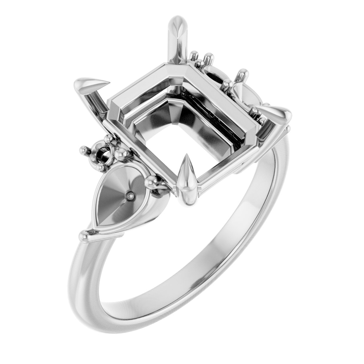 Claw-Prong Accented Engagement Ring