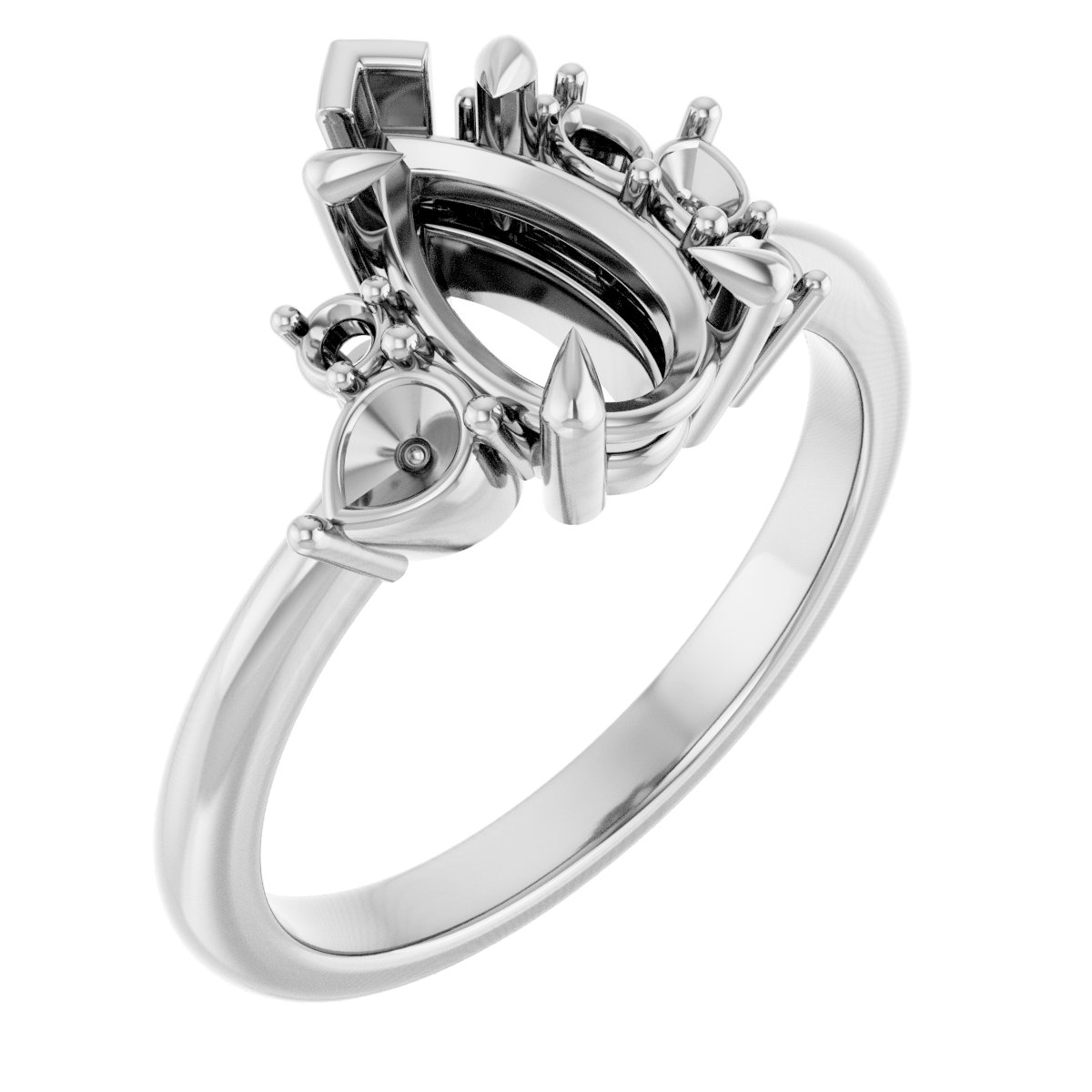 Claw-Prong Accented Engagement Ring