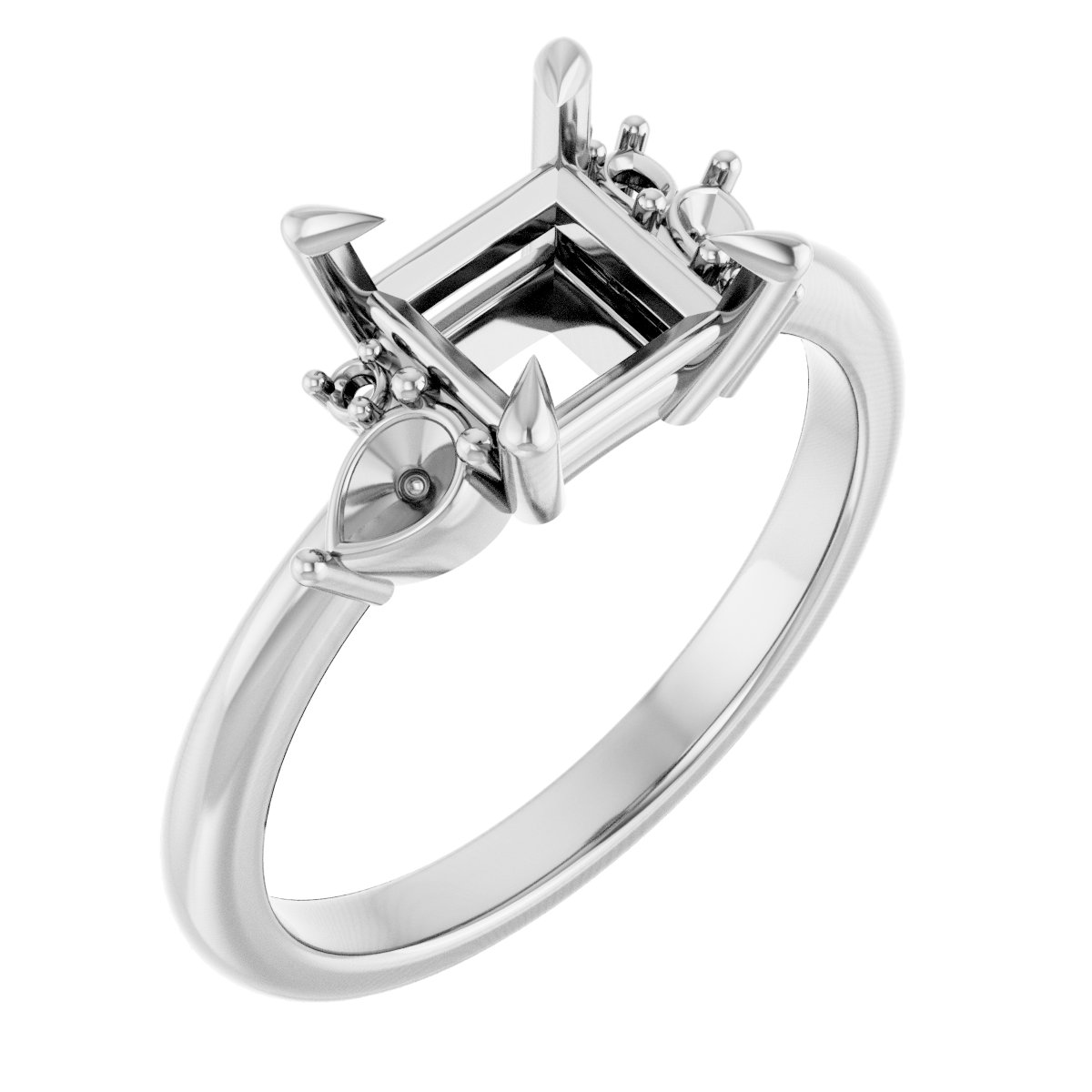 Claw-Prong Accented Engagement Ring