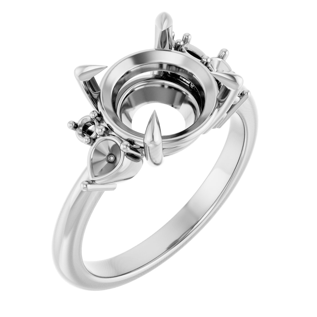 Claw-Prong Accented Engagement Ring